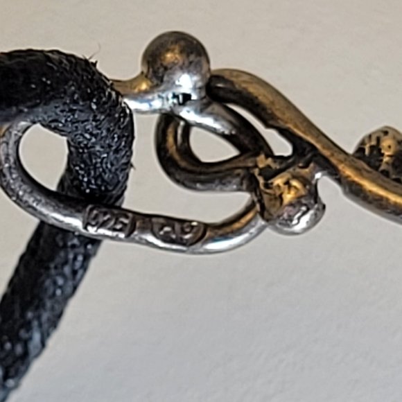 Vintage Sterling Chunky Large Oval Baltic Amber Pendant Art Nouveau Style Design - Picture 9 of 9